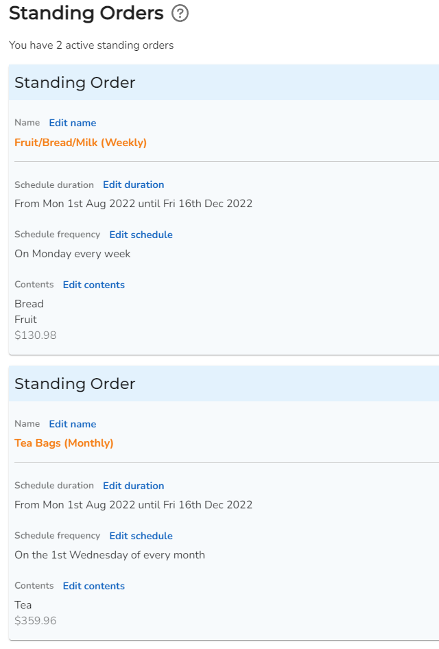 standing order overview